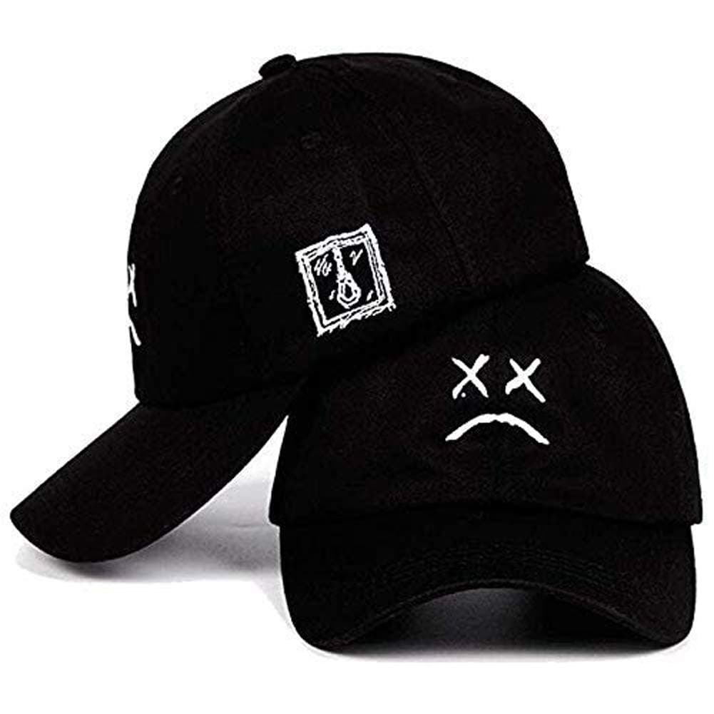 Sad Boys Adjustable Hat Crying Face Embroidery Baseball Cap Dad Hat Hip Hop Cap Black - Black - One Size