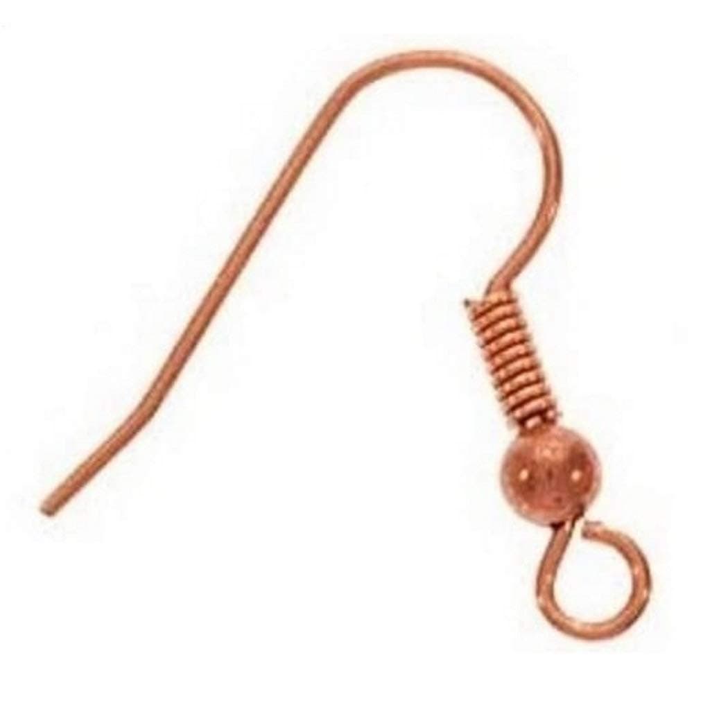 Genuine Copper 18 MM Ear Wire with 3MM Bead & COIL (pack of 50)