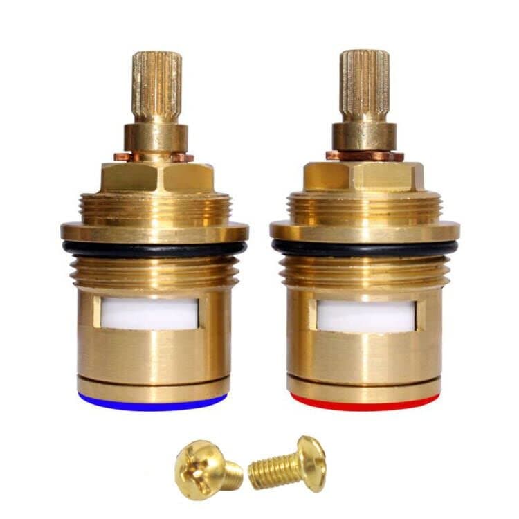 – Bathroom Basin 2PCS Pair 3/4 Ceramic Disc Cartridge Replacement Mixer Hot and Cold Tap Inner Faucet Valve Quarter Turn Brass Cartridge