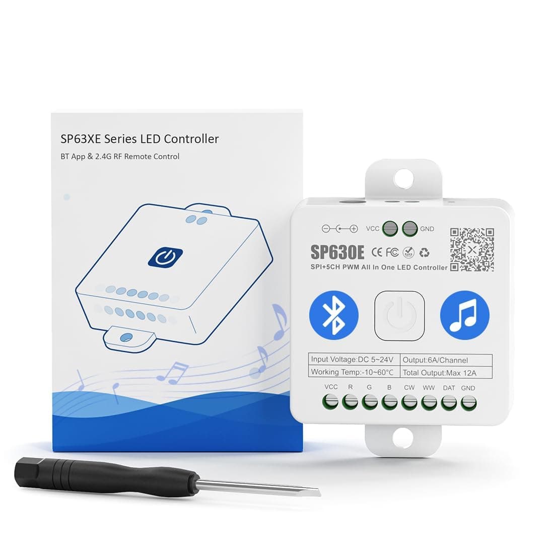 BTF-LIGHTING SP630E Bluetooth LED Controller Support PWM Monochrome CCT RGB RGBW RGBCCT Or SPI TTL IC Chip LED Strip WS2811 WS2812B WS2813 WS2814 WS2815 SK6812 LB1934 etc DC5V DC12V DC24V