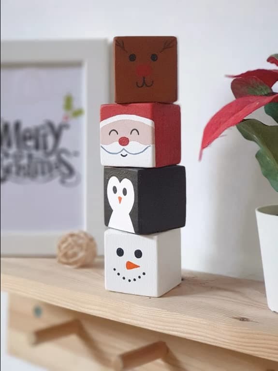 Christmas Cube | Santa Snow Man Reindeer Penguin Cube Stacker