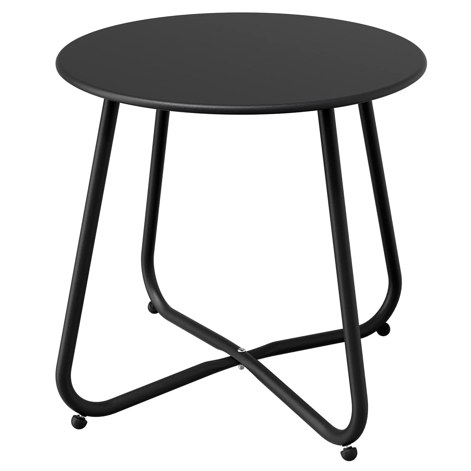 Outdoor Side Table, 18-inch Small Round Side Table with Adjustable Feet, Elegant Patio Furniture for Balcony Porch Deck Poolside, Black