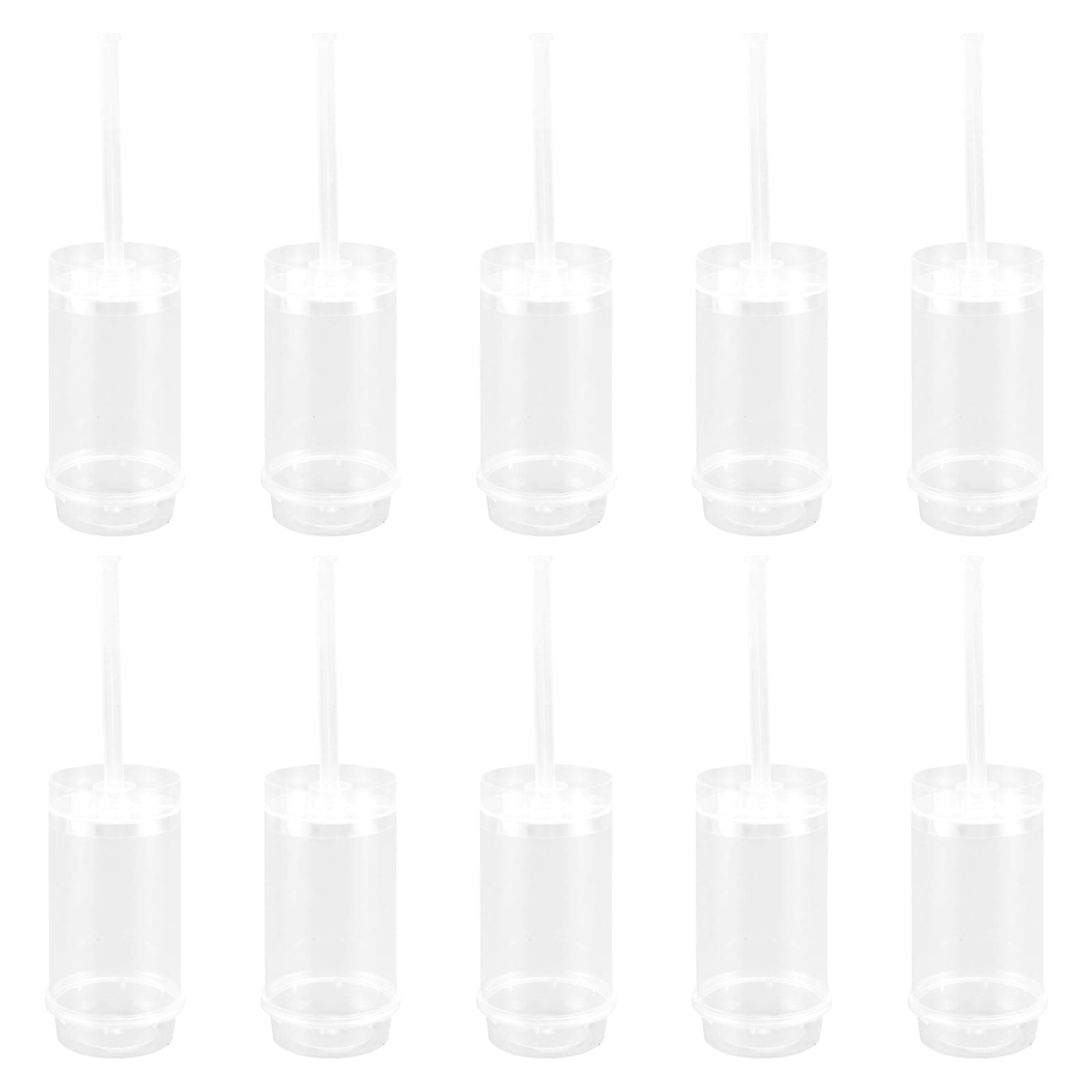 Cabilock 40pcs Cake Push Pop Containers Pusher, Up Cake Shooter, Round Pops Plastic Clear Mold With Lids for Birthday Bakery Kitchen Home- 17x5cm