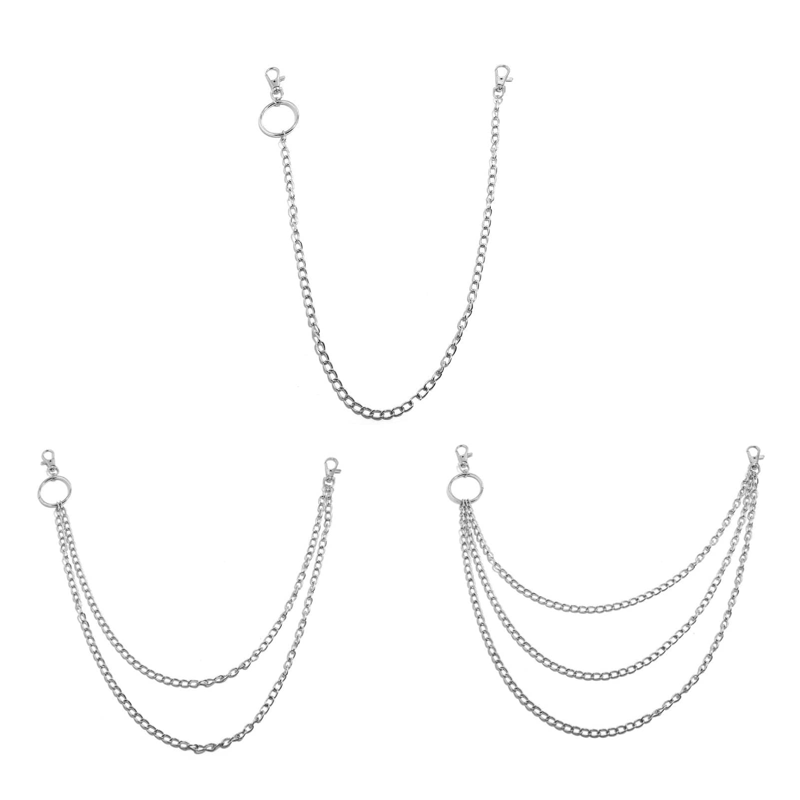 3 PCS Jeans Chains, Pocket Chain Wallet Chain Belt Chains Silver Pants Chains Hip Hop Pants Chain Keyring Wallet Chain for Men Punk Rock Hip-hop Chains Jeans Biker Wallet Trousers Chains for Men Women