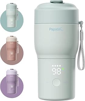 Pro Portable Bottle Warmer for Travel – Fast Heating, Built-in Sterilizer, 30W Fast Charge, 5-Temp Control, Easy-Clean Wide Mouth, Baby Milk Warmer for Breastmilk & Formula, Mint Green