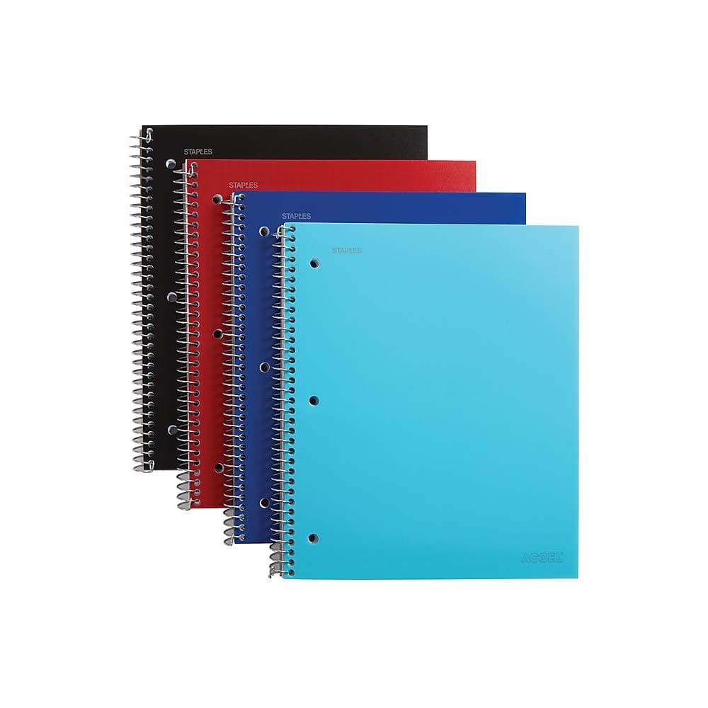 STAPLES Accel Durable Notebook Graph Ruled 8-1/2 X 11-Inch, Cover Color Varies