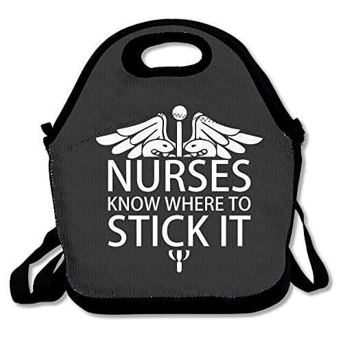 Nurses Know Where To Stick It Large & Thick Insulated Tote Bayfield Bags Black Lunch Bag For Men Women Kids Art Of Lunch