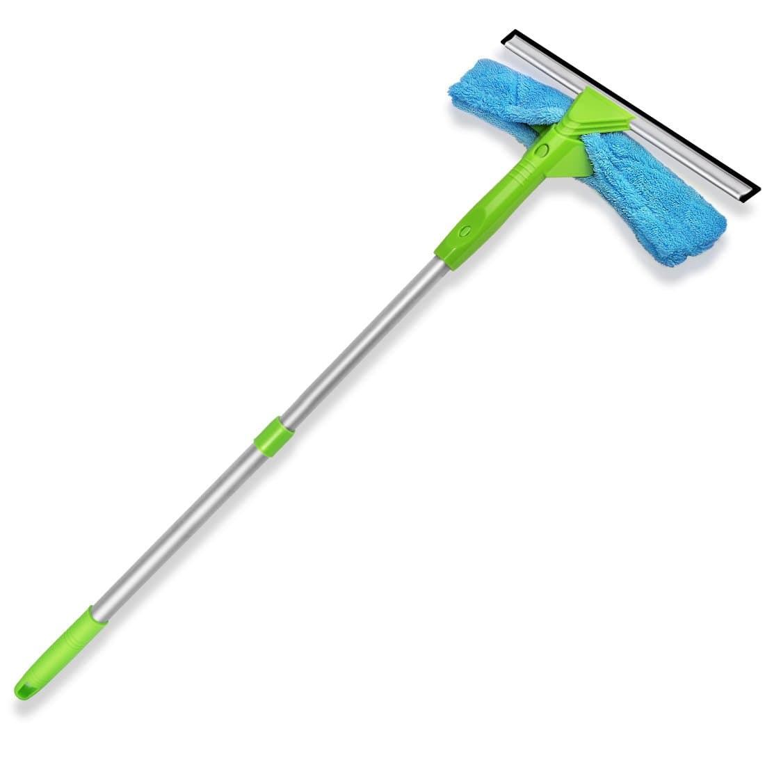 Window Squeegee Cleaner 3 in 1 Kit, Detachable Microfiber Brush and Squeegee Scrubber Can Used Separately with Aluminum Alloy Extension Pole for Shower Glass Solar Panels Glass Mirrors Auto ITTAHO
