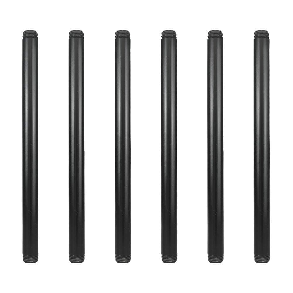 GeilSpace 6 Pack 1/2" × 12" Pre-Cut Black Metal Pipe, Industrial Steel Fits Standard Half Inch Black Threaded Pipes and Fittings - Vintage DIY Industrial Shelving (1/2" × 12")