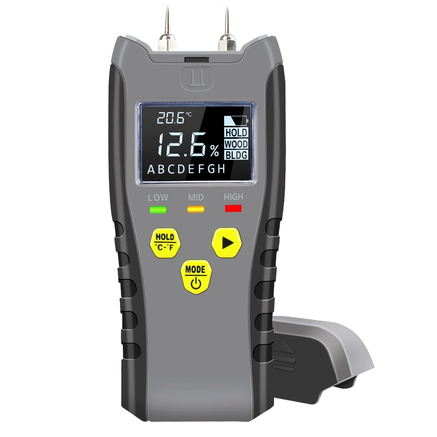 Wood Moisture Meter - Pin type Digital Dampness Moisture Detector, Water Leak Sensor with Backlit VA Display and 3 LED color lights For Wood, Firewood, Brick, Drywall, Paper, Floor, Plaster