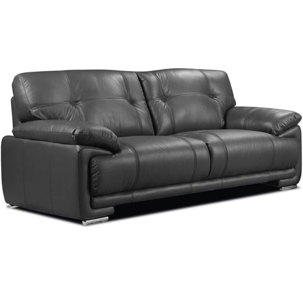 Volastra Grey Genuine Cowhide Leather Sofa Range 3 and 2 Seater Sofas (All combinations available) (3 Seater)