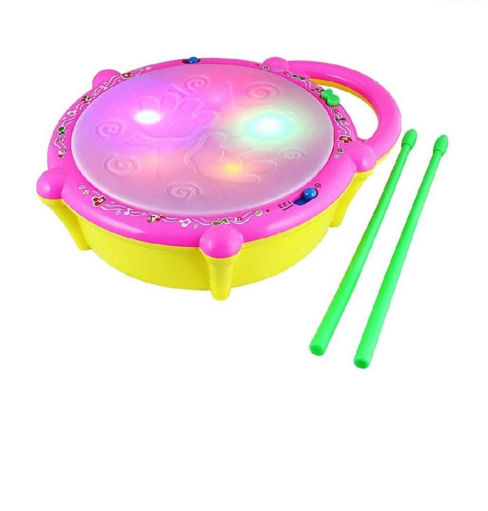 Flash Drum with Sticks - Pink and Yellow