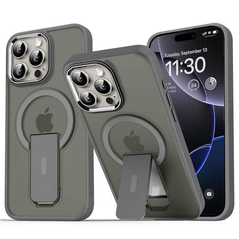 DIZORO Compatible with iPhone 16 Pro Max Case with Magsafe Included Kick Stand Military-Grade Drop Protection & Hard PC Back Cover Slim Matte Feel Anti-Scratch Shockproof Phone Case - Natural Titanium