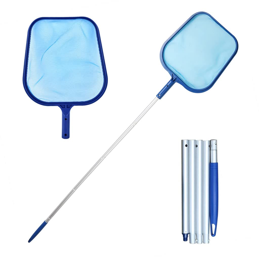 Pool Skimmer Net with 5 Sections 47" Detachable Pole, Leaf Skimmer Mesh Rake Net for Spa Pond Swimming Pool, Pool Cleaner Supplies and Accessories