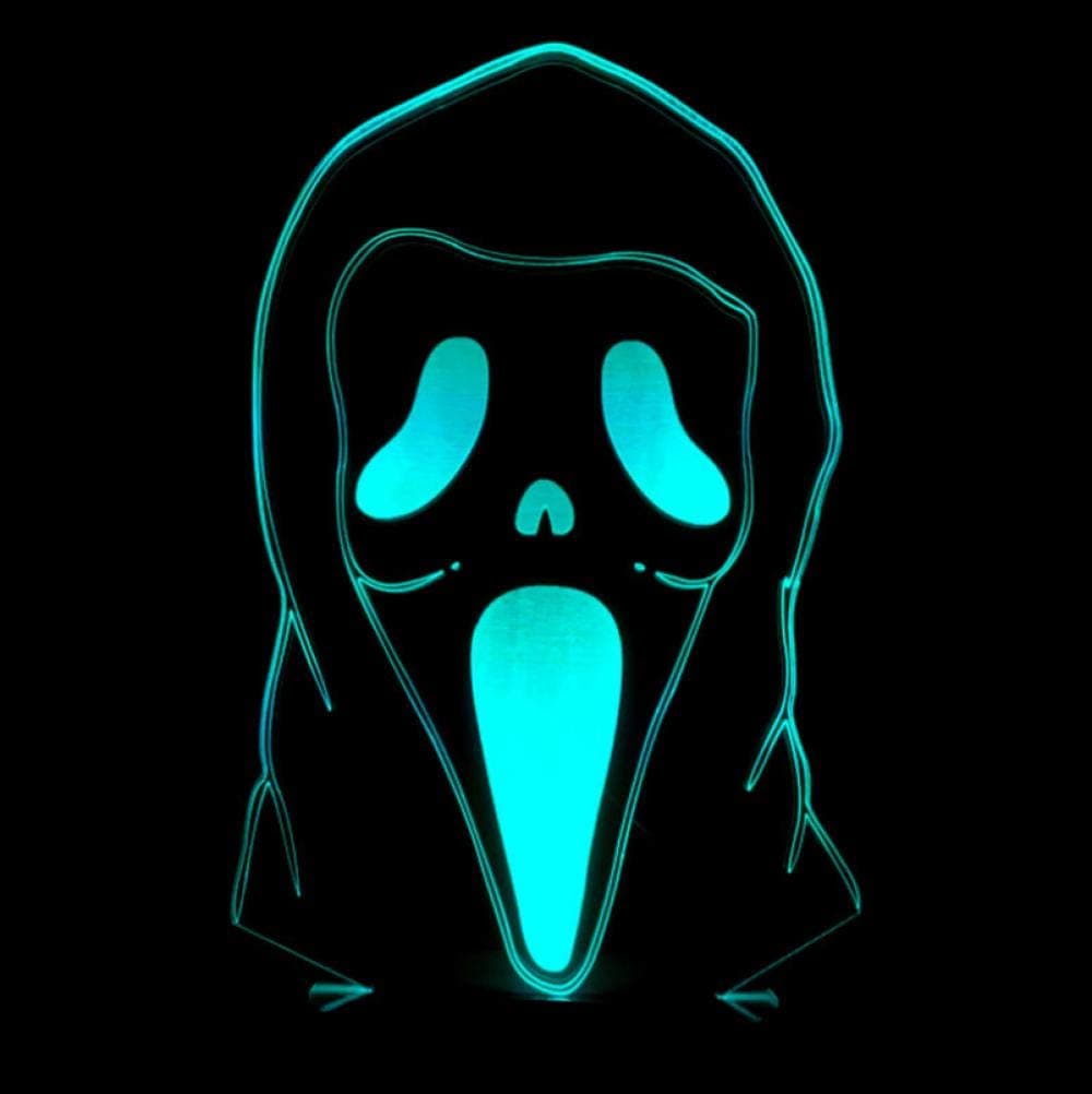 JGBDFHV 3D Illusion Night Light Halloween mask Night Light Birthday Gift Lamp 7 Colors Changing Xmas Indoor Table Desk Decoration Dimmable Sleeping Lighting