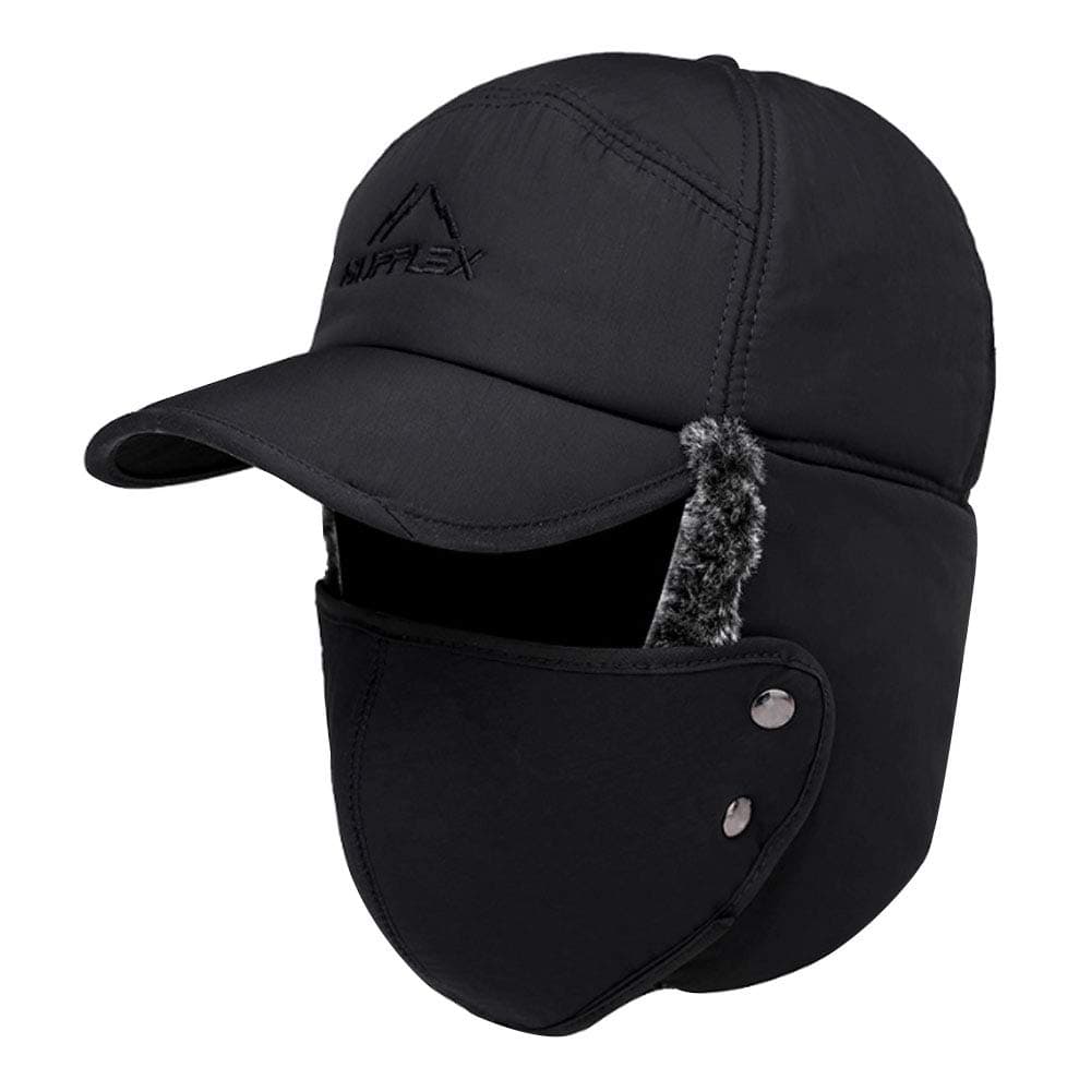 LobagveVan Caro Trapper Warm Hat with Ear Flap Face Mask,Ushanka Fur Hunting Hat Baseball Cap