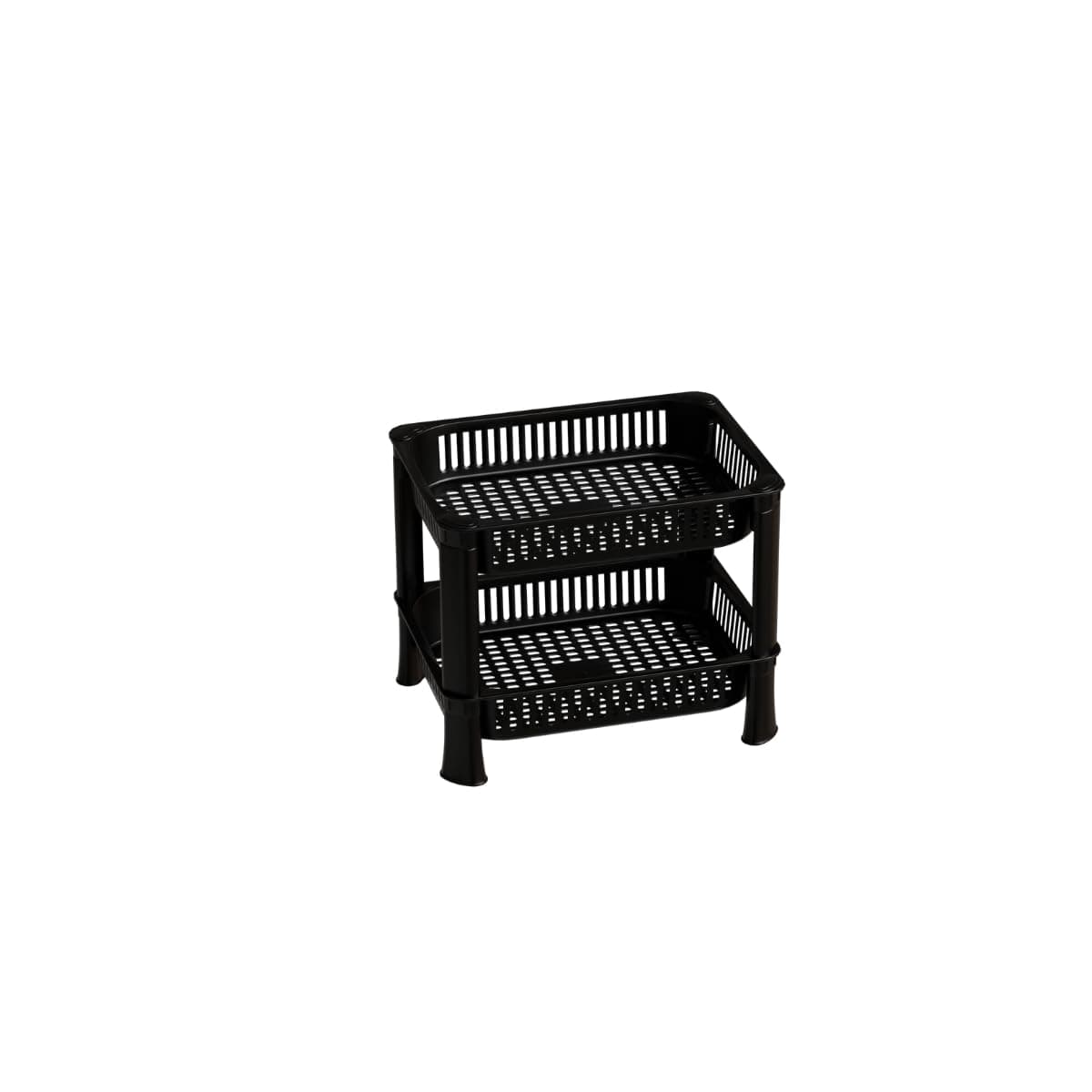 Multipurpose Plastic Storage Rack for Kitchen, Onion Potato Sabji, Fruit Corner Storage Stand Basket, Folding Rack, Countertop Kitchen Organizer Cart, Trolley Rack (2 Layer, Black)