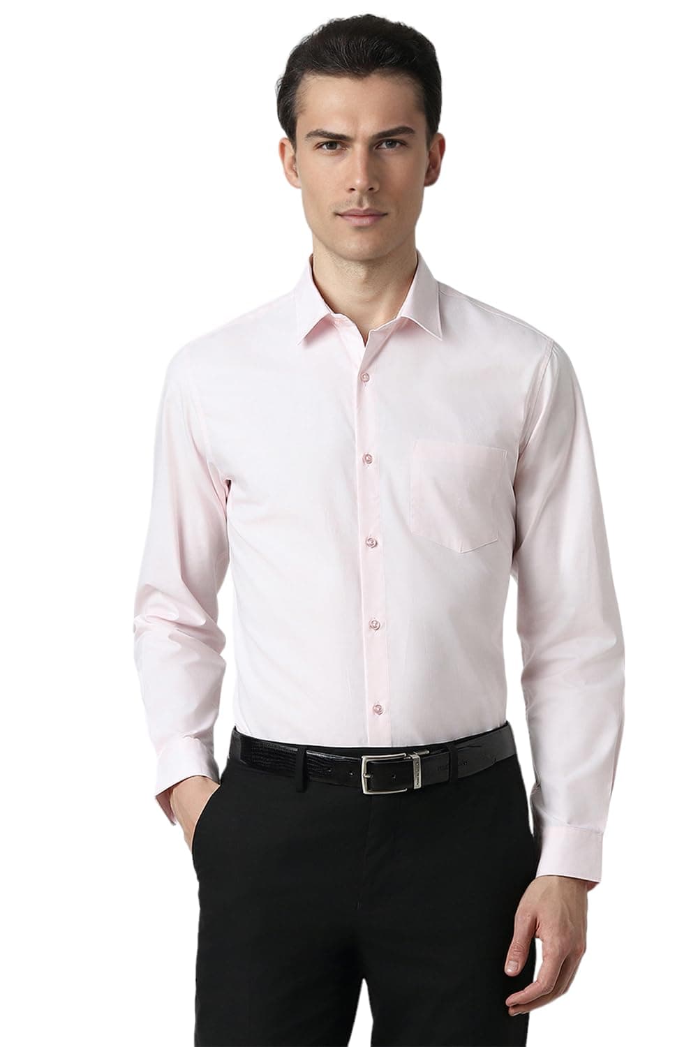 Peter England Men's Everyday Solid Slim Fit Full Sleeve Formal Shirt | Cotton-Rich