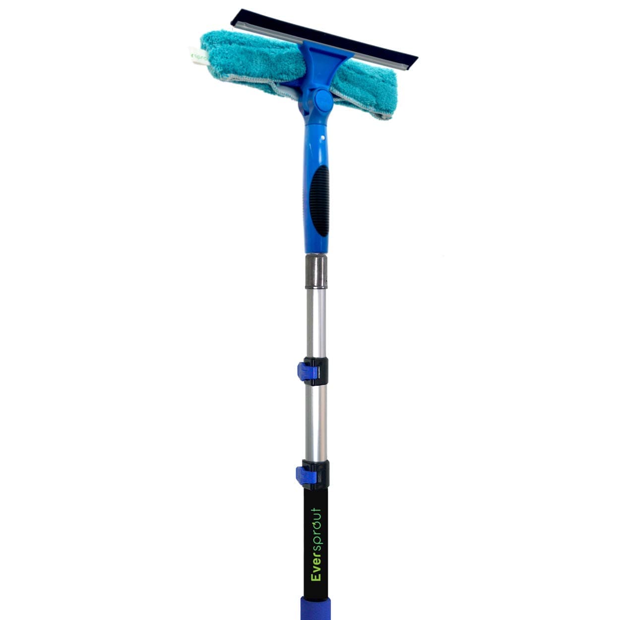 EVERSPROUT 1.5-to-4 Foot Swivel Squeegee and Microfiber Window Scrubber (8-10 Ft Standing Reach) | 2-in-1 Window & Glass Cleaning Combo | Lightweight, Aluminum Extension Pole | Includes 10-inch Blades