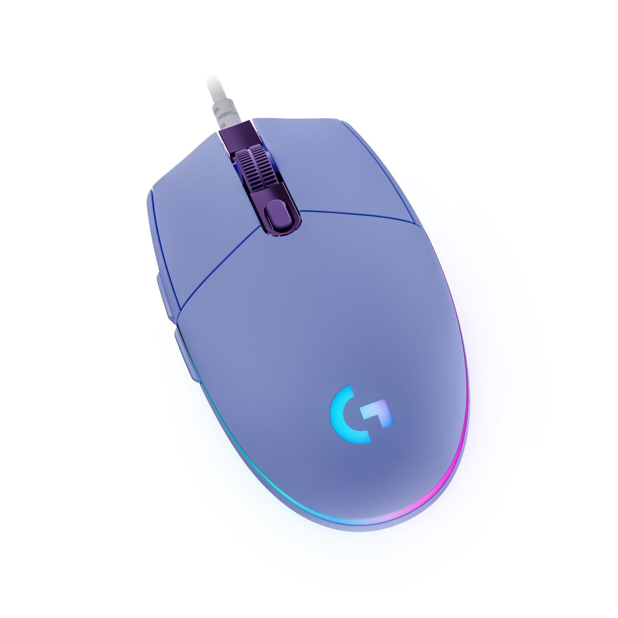 Logitech G203 Wired Gaming Mouse, 8,000 DPI, Rainbow Optical Effect LIGHTSYNC RGB, 6 Programmable Buttons, On-Board Memory, Screen Mapping, PC/Mac Computer and Laptop Compatible - Lilac