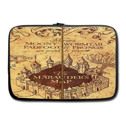 Custom Harry Potter Marauders Map 15 Inch Laptop / Notebook Computer Sleeve Twin Sides