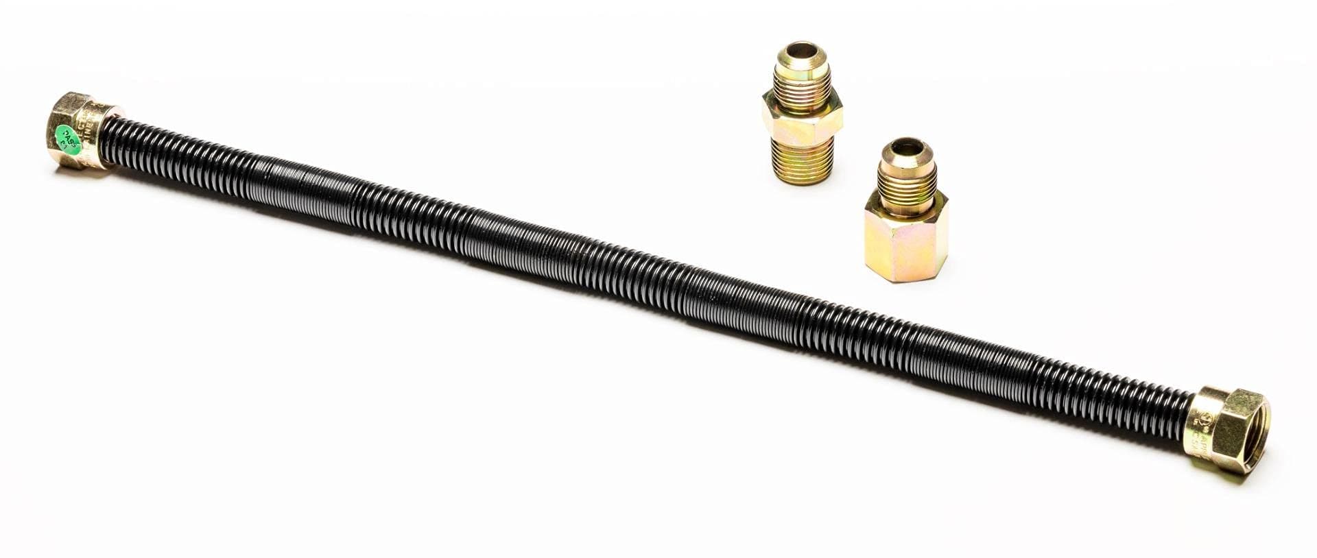 36'' x 1/2'' High Capacity Gas Flex Line - Premium Quality Black Non-Whistle Fire Pit, Fireplace, Dryer Gas Line - Perfect Gas Line for NG or LP Fire Pits - Versatile Usage - Easy Installation