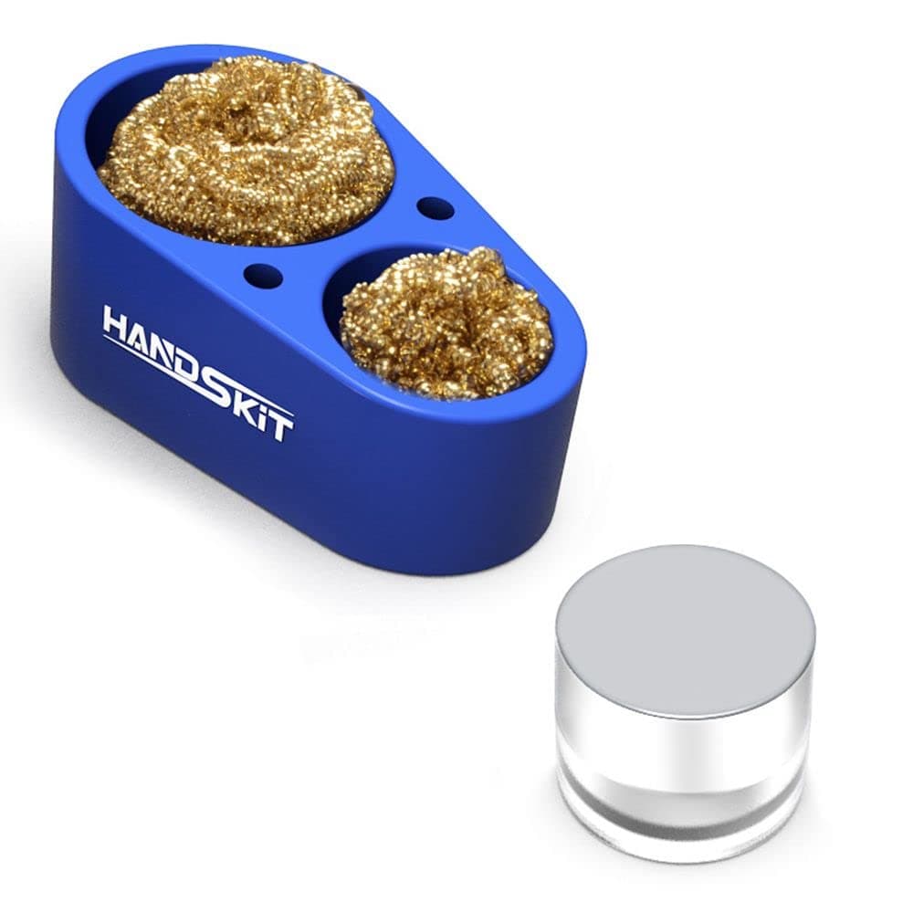 Tip Cleaner,HANDSKIT Soldering Iron Tip Cleaning Paste Solder Iron Tips Holder Stand Tip Tinner Clean Wire Ball Tips Refresher (Blue)