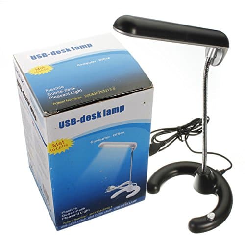 10 LED Flexible USB Black Desk Table Lamp For Reading PC Laptop DC 5V