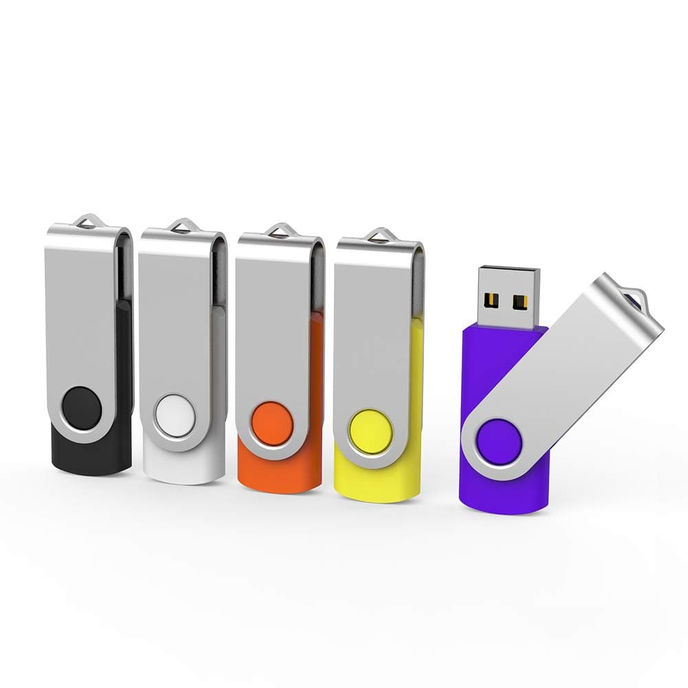 Aiibe 5 Pack 32 GB Flash Drive 32GB USB Flash Drive USB 2.0 Memory Stick Thumb Drive 32GB Multi Pack USB Drives (32G, 5 Mixed Colors: Black Red Yellow White Purple)