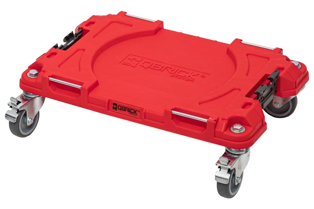 Qbrick - System PRO Transport Platform Red Ultra HD - Rolling Tray for Tool Box Made of Durable Plastic with 100kg Load Capacity - Work Accessories and Tool Organiser