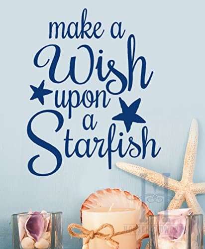 24X20 Beach Decor Wall Decal words Make a wish Upon a Starfish vinyl Lettering home decor