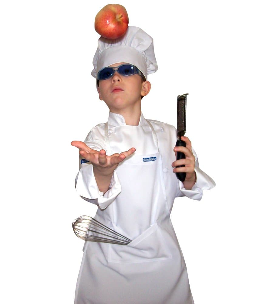 Chef Apron & HAT Set White Ultra Light Fabric Soft Comfortable Cook Play Costume Great Gift