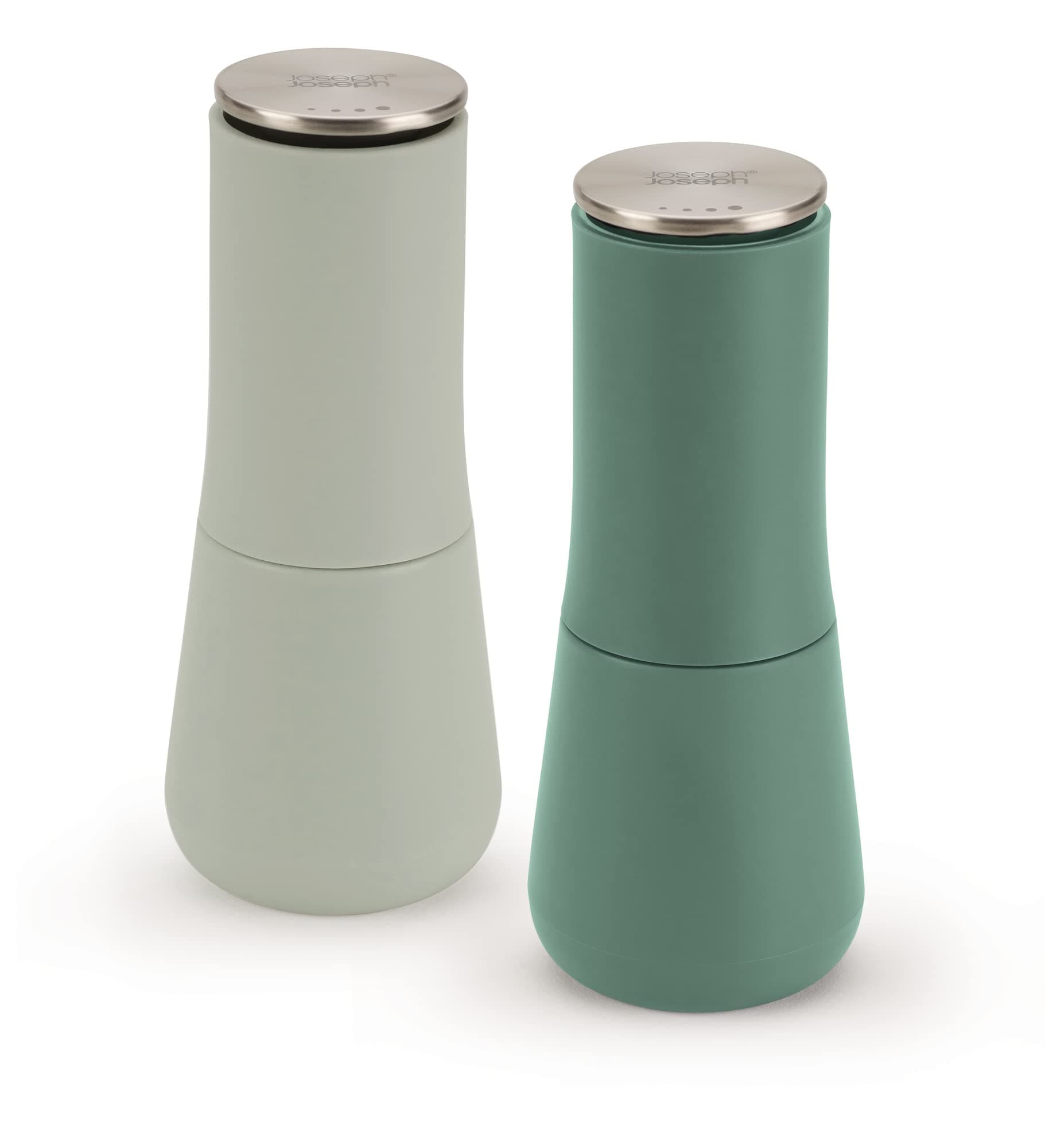 Milltop Non-Spill Salt and Pepper Mill Set Refillable with Ceramic Grinding, Sage Green, 8