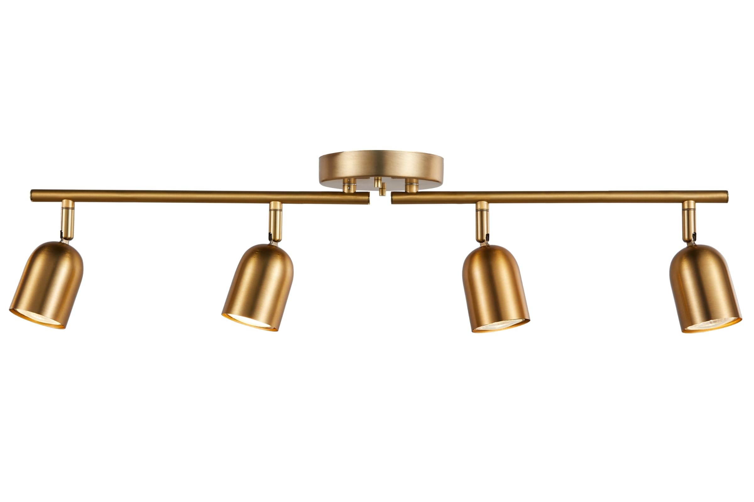 4 Light Track Lighting Kit, Matt Brass Finish Flexibly Ajustable with Modern Flush Mount Ceiling Spotlight for Kitchen,Living Room, Farmhouse Home mprovement
