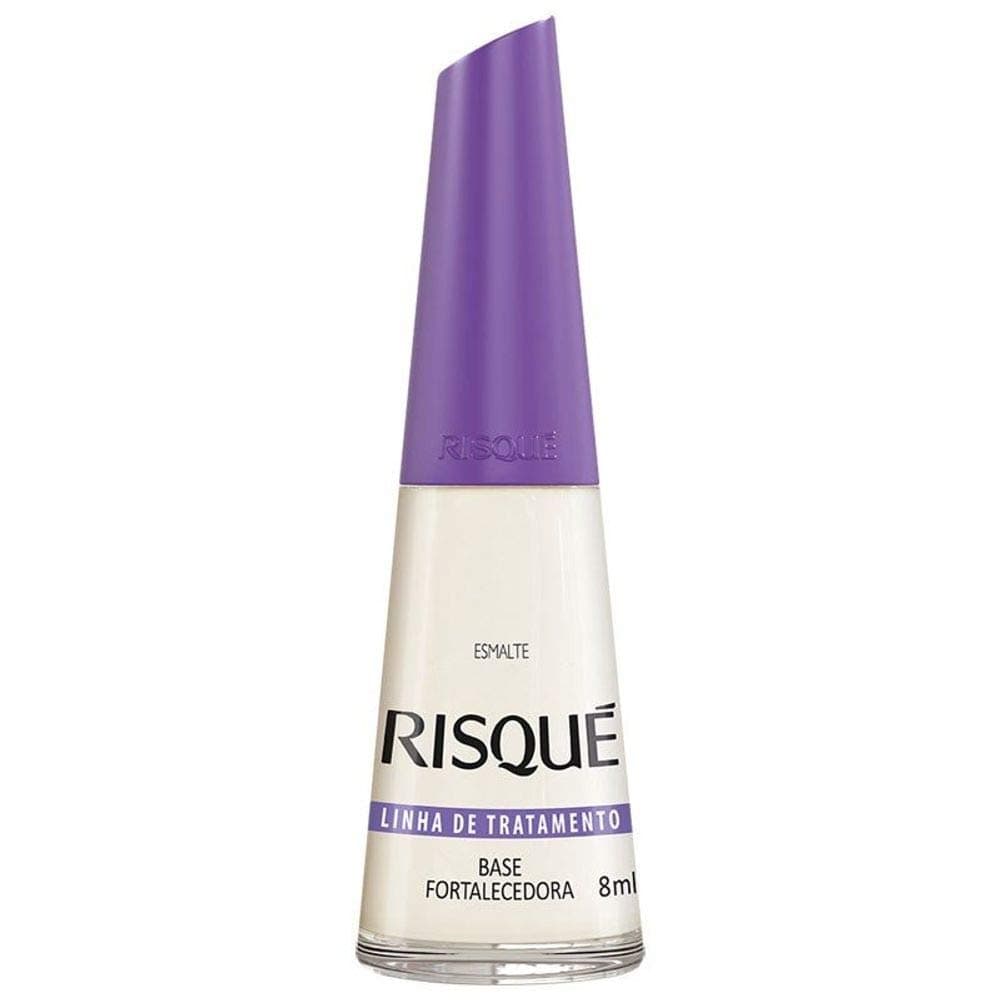Nail Polish Risque Base Coat | Esmalte de Unhas | Fast Dry, Hypoallergenic, Long-Lasting, Extra Sparkle, Antiallergic, Made in Brazil | 0.3 oz, 8ml (Base Fortalecedora)
