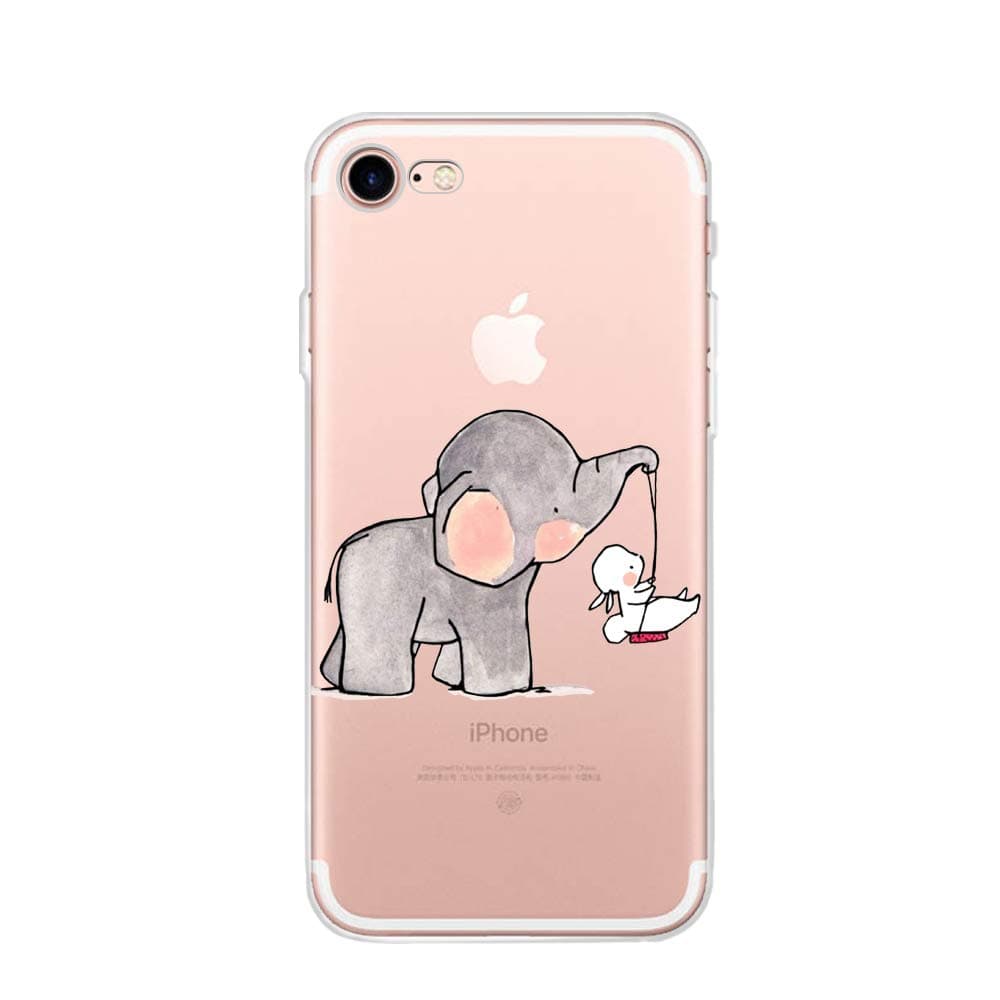 [Upgraded] iPhone 8 Elephant Rabbit Swing Case,iPhone 7 Bunny Elephant Game Case,Personality Clear Design Printed Pattern Soft Flexible TPU Protective Phone Back Cover for iPhone 7 Case (4.7 inch)