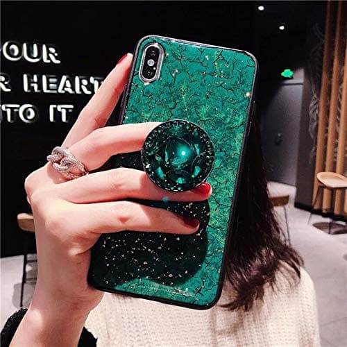 For iPhone Xs Max Case Stand, SevenPanda Luxury Soft Rubber Bumper Bling Diamond Glitter with Bling Diamond Airbag Stand Holder for Girls (Green, for iPhone Xs Max 6.5 inch)