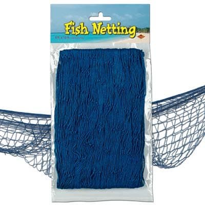 Decorative Blue Fish Net 4' x 12' ~ Nautical Fish Netting ~ Luau Decor