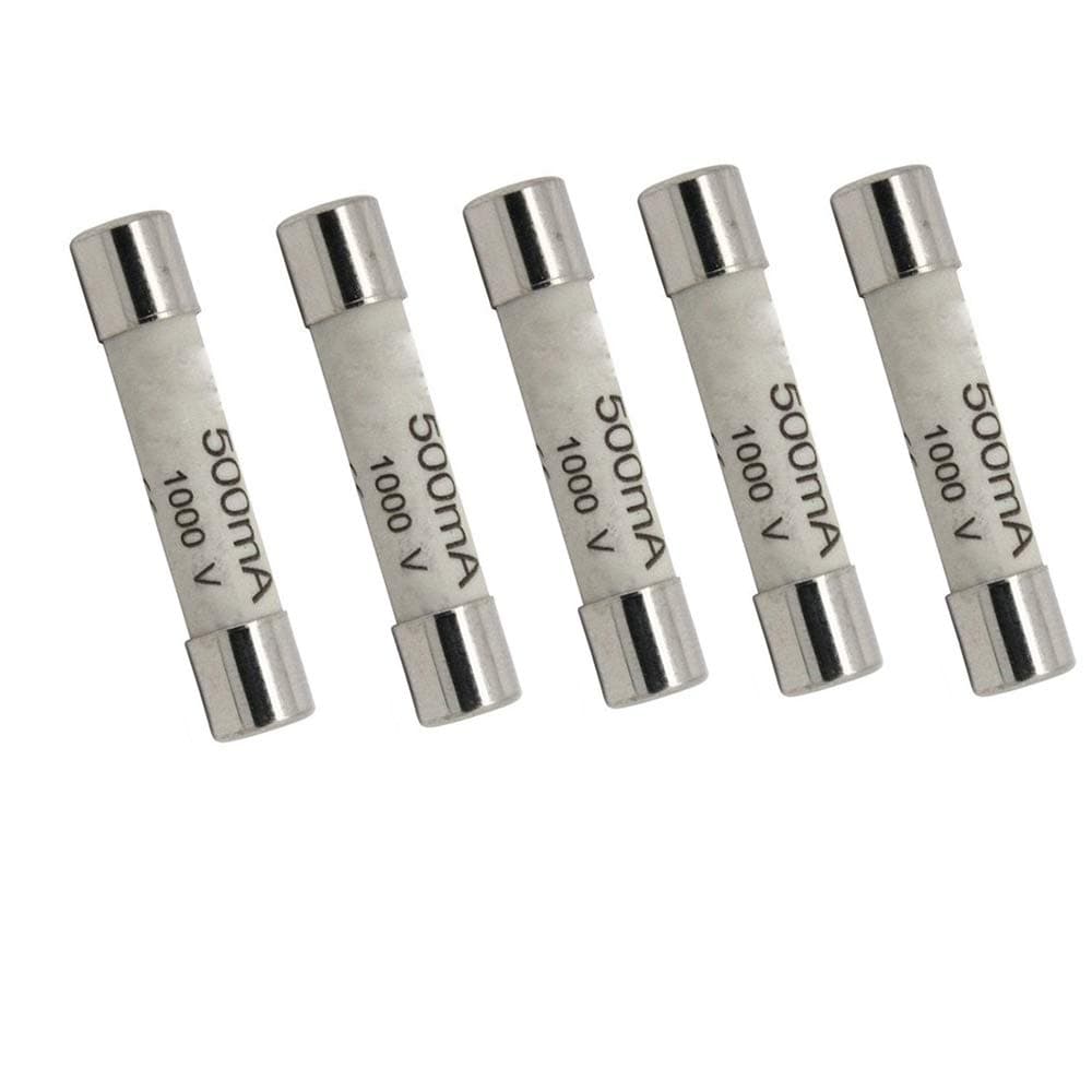 5 Pack Digital Multi Meter Fuse FF500MA (500MA,0.5A) 1000V Fast Acting Ceramic Fuse for DC Digital Multi Meter 6.3 x 32mm