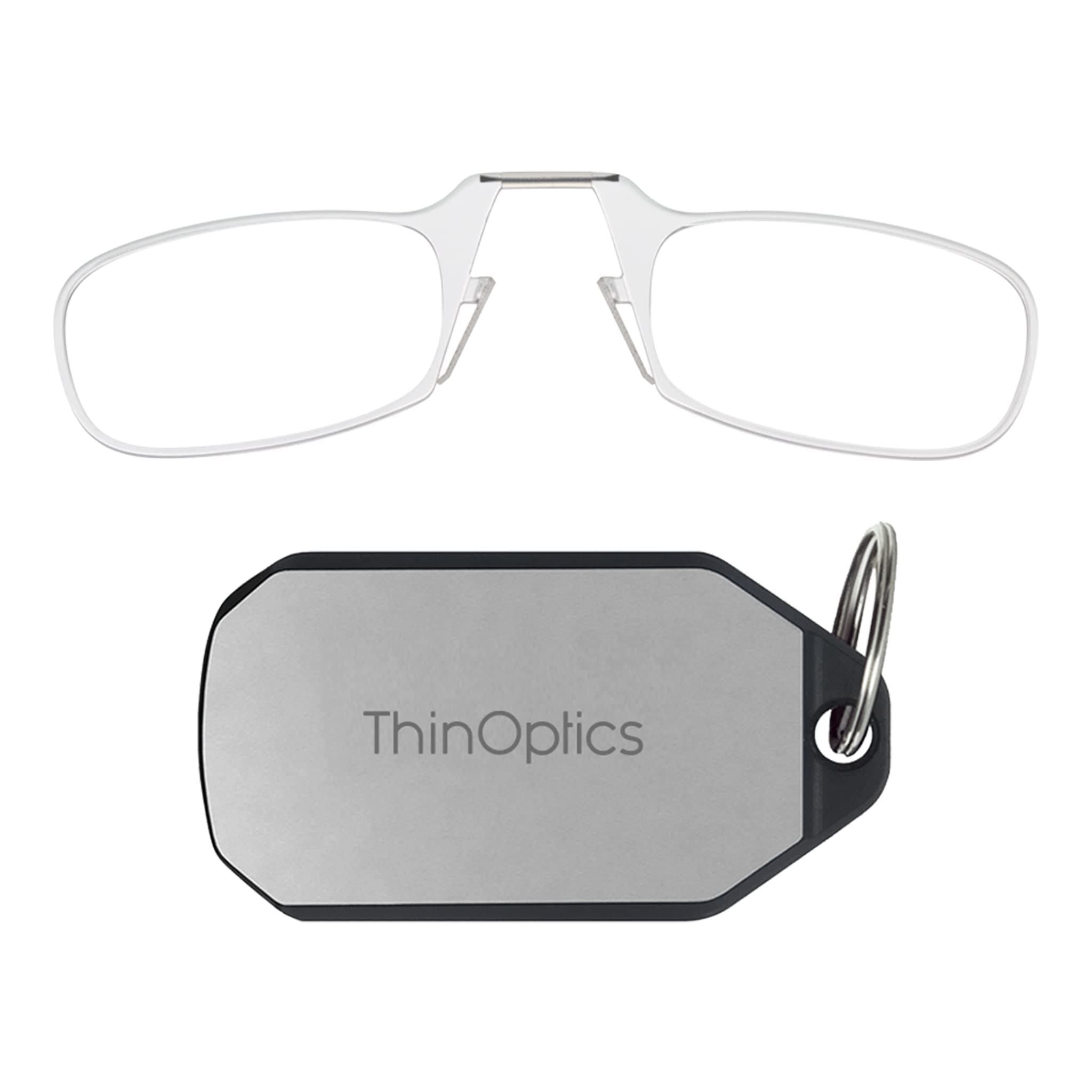 ThinOpticsKeychain Case + Rectangular Reading Glasses, 44 mm