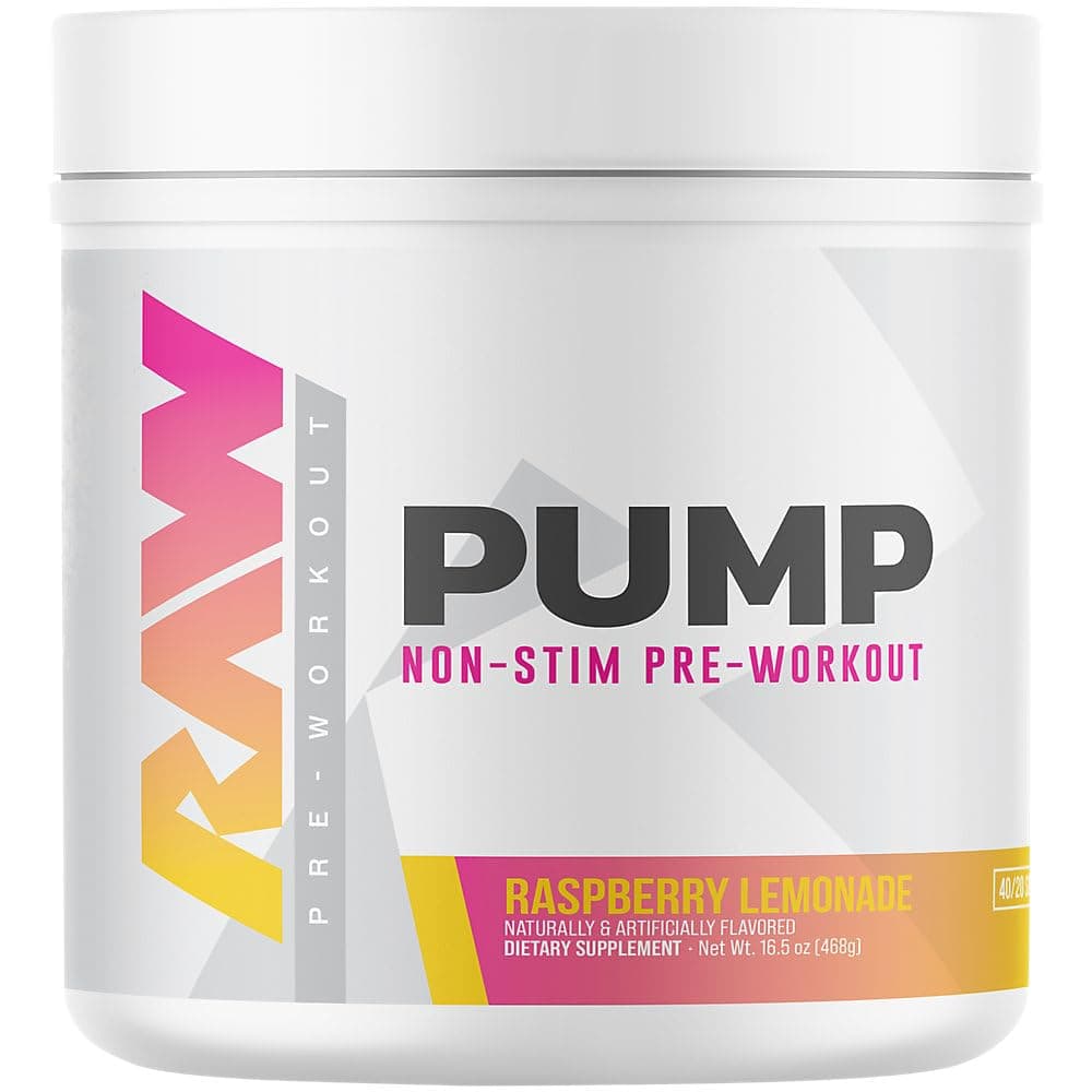 Pump Stim Free Pre Workout (Raspberry Lemonade) - Non-Stimulant Pre Workout Supplement Powder Nitric Oxide Booster - Pre Workout Supplements Drink for During Workout - 40 Servings