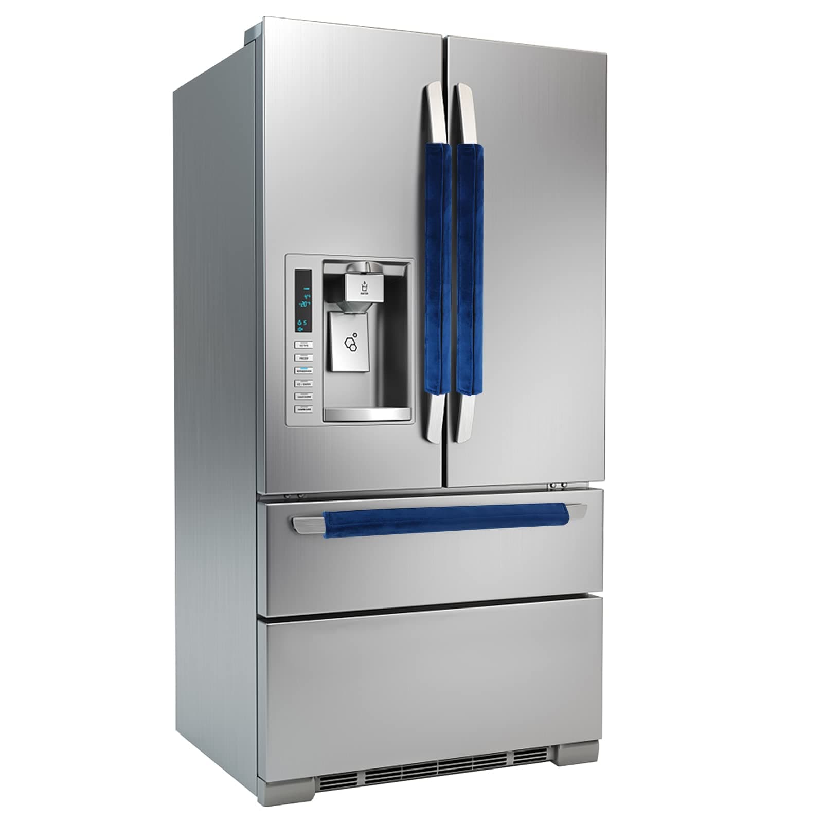 3PCS Refrigerator Door Handle Covers Kitchen Decor Keep Appliance Clean Anti-Static Stains for Fridge Dishwashers Velvet (Blue)