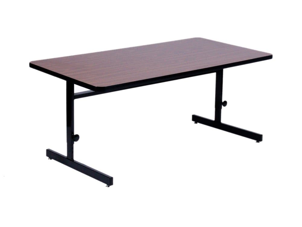 Correll Adjustable Height 1 1/4" High Pressure Top Computer/Training Rectangular Table Walnut - 36" L x 24" W