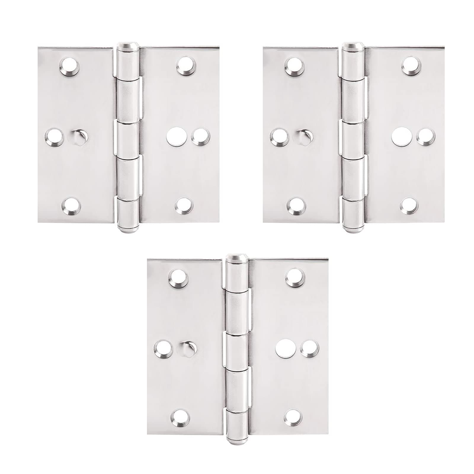 HOME MASTER HARDWARE 3.5 in. x 3.5 in Stainless Steel Residential Door Hinge Interior Hinge Square Corner with Screws 3-Pack