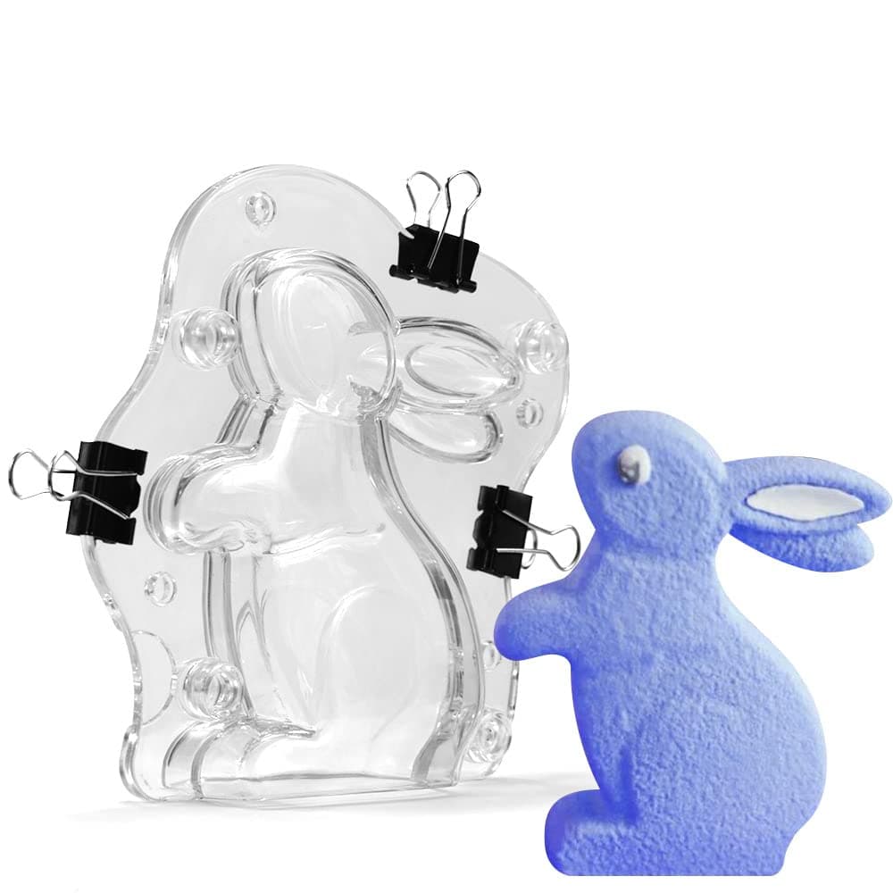 TUKE 3D Rabbit Polycarbonate (PC) Chocolate and Candy Mold for Party Decorating or Home baking tools Transparent 5.4 inch
