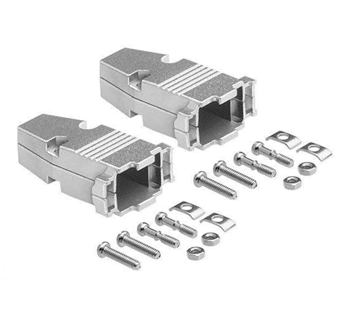 Qaoquda DB9 9 Pin D Sub Solder Connector Crimp Type Metal Hood Iron Shell Cover Assembled, 2 Pack