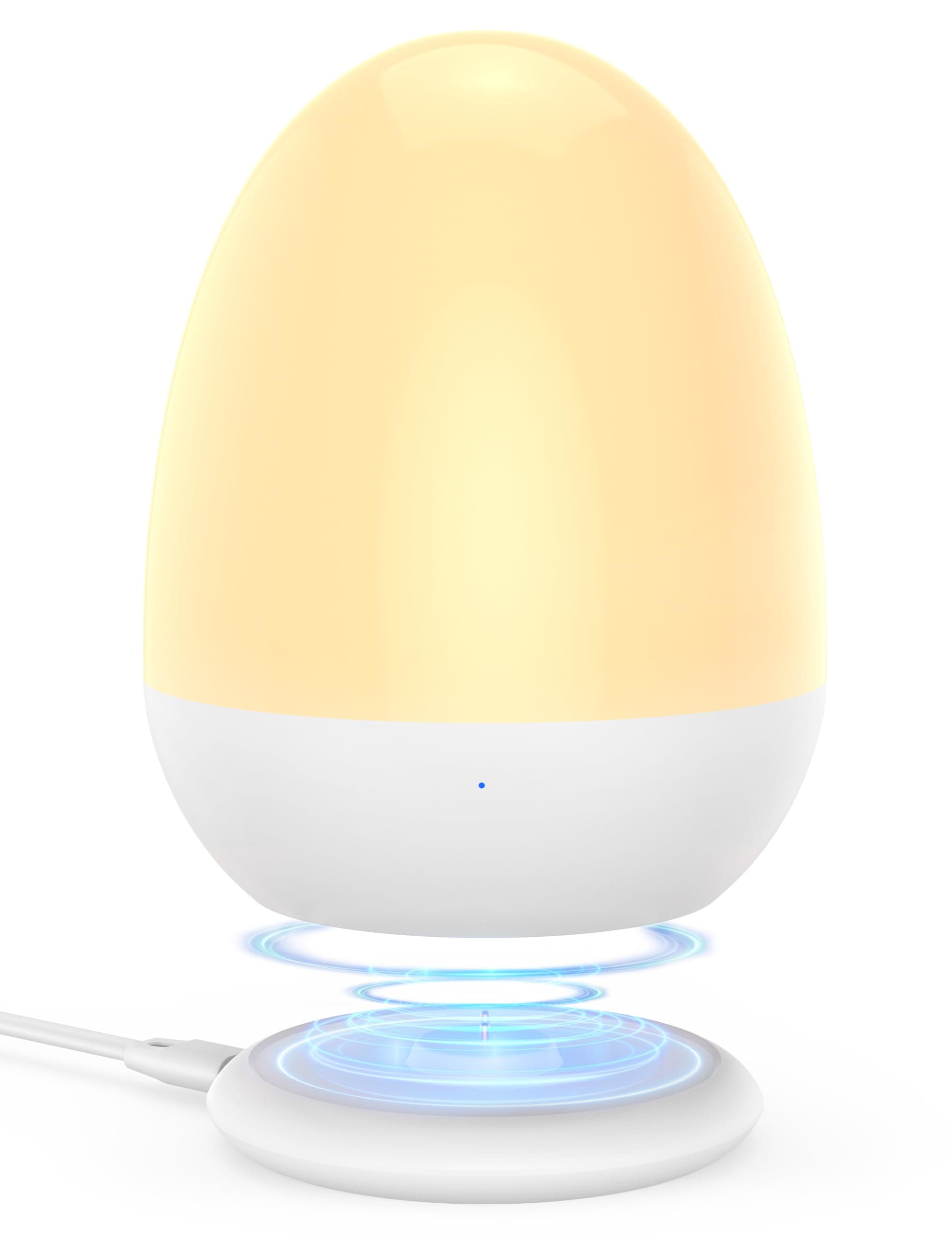 Baby Night Light for Kid, Portable Egg Nightlight with Stable Charging Pad, Touch Nursery Night Lamp for Breastfeeding, Toddler Night Light for Bedroom, Timer Setting, ABS+PC, White-2