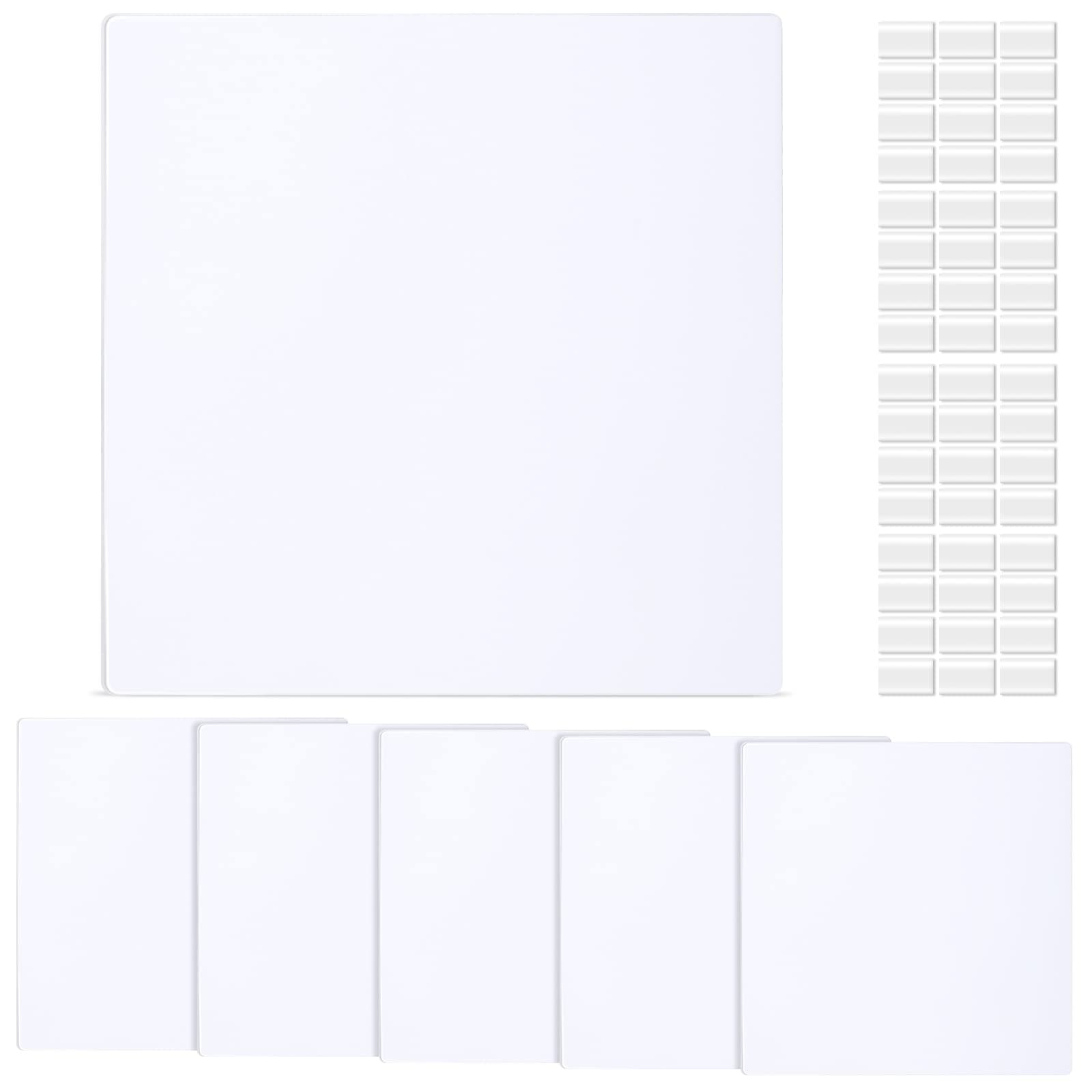 Sosation 6 Pcs Square Plastic Flat Blank Plate Wall Hole Cover Ceiling Cover Plate with 48 Pcs Double Faced Adhesive Tape for Ceilings or Wall(7 Inch)