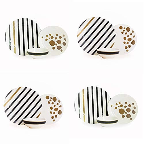 Bowla 12-Piece Melamine Dinnerware Set - Service for 4 (Moden Strip III)