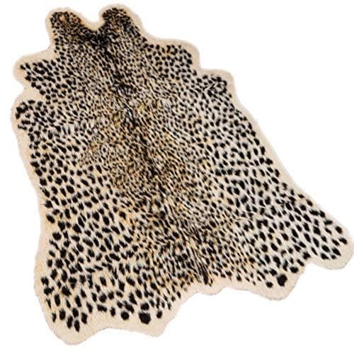 Leopard Area Rug Animals Printed Hide Mats Faux Fur Cowhide Skin Carpet for Home Office, Livingroom, Bedroom, 5.2ft x 6.5ft (160 x 200cm)